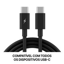 Fio Trançado USB Tipo C Turbo 1 Metro Preto Carga Estável