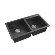 CUBA DUPLA DEBACCO MILLARE UNDERMOUNT 86X50CM EM QUARTZO PRETO 20.03.86100