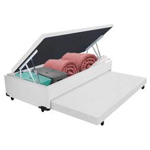 Bicama Box Bau Solteiro com Cama Auxiliar Bau Madeira Branco Vtech