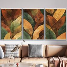 Quadro Decorativo Folhas Outono Retangular 50x75CM com Vidro Acrílico Branco Soleil Home Decor