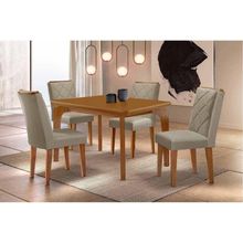 Sala de Jantar Londrina Curvo 4 Lugares Tampo MDF Cadeiras Estofadas Suede Capuccino 120CM Móveis