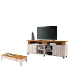 Rack Bancada Rivera 1.8 Com Mesa De Centro Cadenza Cinamomo Off White  Hb Móveis