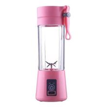 Mini Liquidificador Portátil 0,38L Rosa com Bateria Recarregavel e 4 Lâminas