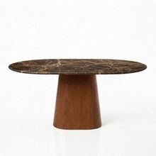 Mesa de Jantar Oblongo Oval Mármore Marrom 198x122CM Imperial