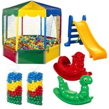 Piscina de Bolinha Oitavada 2,00M com Escorrega Medio e 2 Gangorras 1 Lugar Rotoplay Brinquedos