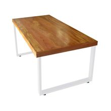 Mesa Industrial Bernardo Retangular 200cm Tampo MDF Base Branco Feito Pra Mim