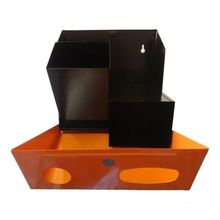 Lixeira M5 para Descarte de Pilhas e Baterias 7L Aço Carbono Laranja e Fundo Preto JSN