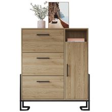 Sapateira P1062 4 Portas 3 Prateleiras 96cm Oak Preto Placa & Ponto