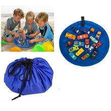 Saco Organizador de Brinquedos Lego Infantil  Vira Tapete e Bolsa Portátil Azul Yeet