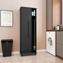 Armário Multiuso Wisconsin 1 Porta 4 Prateleiras MDF 39CM Preto Casah