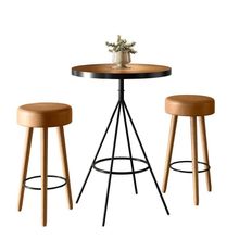 Kit 2 Banquetas Bistrô Rubi Moderno Madeira Courino 70CM Caramelo