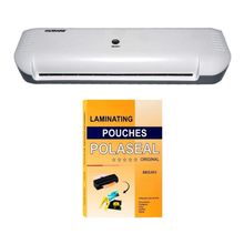Kit Plastificadora Laminadora com Polaseal A4 0,05mm 100und 110V Preto Motivate