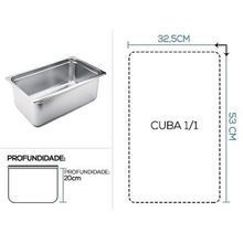 Kit 8 Cubas Gastronomica Inox GN 1/1x200mm Brasinox Buffet