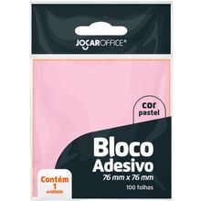 Bloco de Recado Autoadesivo Jocar Rosa Pastel 76X76 100FLS CX.C/12