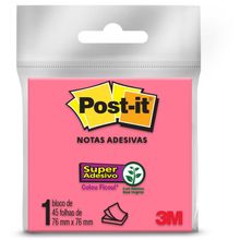 Bloco de Recado POST-IT 76X76MM Rosa 45FLS.