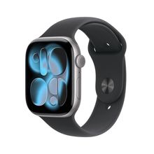 Apple Watch Series 11 (GPS 42mm) Cinza-espacial Pulseira Esportiva Preta