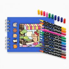 Kit Pintura Mágica: Livro de Colorir Capa Dura + 48 Canetas com Glitter Duas Pontas