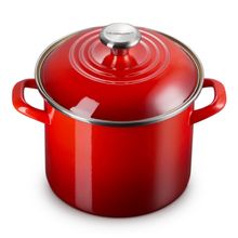 STOCKPOT LE CREUSET 7,6L 22CM EM AÇO ESMALTADO COM PUXADOR INOX VERMELHO 56000080602203