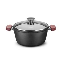 Caçarola De Ferro Fundido C/ Tampa de Vidro Forno e Fogão 20cm MTA 8340
