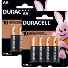 2 Packs de Pilhas Alcalina Pequena AA - 4 unidades - Duracell