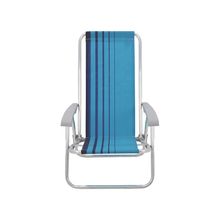 Cadeira de Praia Reclinável Bali Baixa em Alumínio com Assento Azul - Tramontina