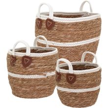 Cesta Fibra Natural 3Peças 28x33x33Cm GS