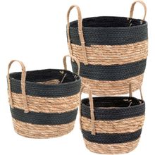 Cesta Fibra Preto 3 Peças Zagora