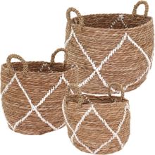 Cesta Fibra Natural 3Peças 28x34x34Cm GS
