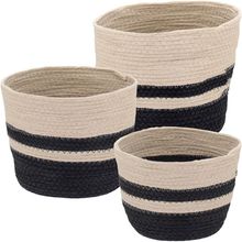 Cesta Fibra Preto 3 Peças Jibaran