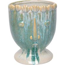 Cachepô Cerâmica Azul Home&Co Viso 9X8X8Cm