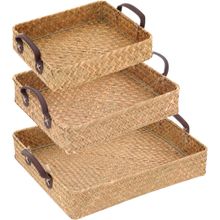 Bandeja Fibra Natural 3Peças 6x38x33Cm Gs