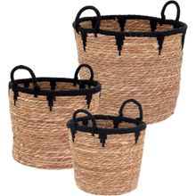 Cesta Fibra Natural 3Peças 28x34x34Cm GS