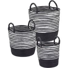 Cesta Fibra Preto 3 Peças Sawalli