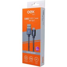 Cabo Usb/Type C Em Nylon Trançado Oex Ce202 - 1.5M - Cinza