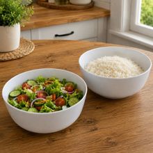 Tigela Bowl Saladeira Grande Melamina Branca 2,7L Kit 2pçs