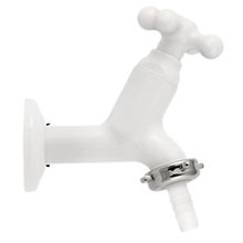 Torneira Tanque Viqua Bico Para Mangueira Abs Marujá Branca 10cm Mrja