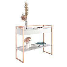 Aparador Industrial Com Prateleira Dexter - Branco-cobre Branco-cobre