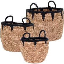 Cesta Fibra Natural 3Peças 28x34x34Cm GS