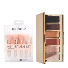 Kit de Maquiagem Mini Kit com 5 Pincéis e Glam To Go Palette 9,5g Oceane