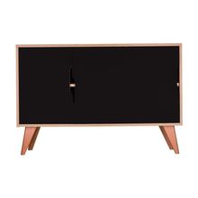 Aparador Buffet Retrô Murano 3 Portas MDP 115CM Carvalho e Preto Mercado das Prateleiras