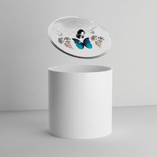 Lixeira Cesto de Lixo 6,2L Plástico Abertura Manual Tampa Decorativa Borboleta Azul Branco Pontto