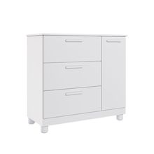 Cômoda Infantil Jujuba 3 Gavetas MDF Puxador Revestido Branco Loja Doce Lar