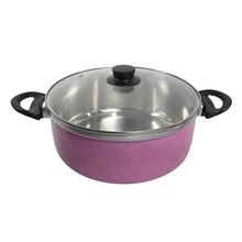 Caçarola Alumínio Tampa de Vidro Alça Baquelite Rosa 16cm
