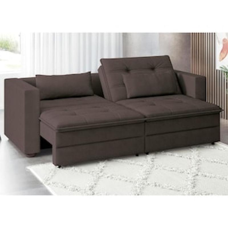 SofáCama 3 Lugares Linoforte Zamora com Assento Retrátil e Encosto