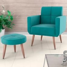 Poltrona Matrix Havana com Puff e Revestimento em Tecido Veludo