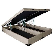 Cama Box com Baú King Homequeen Bipartido Suede Bege