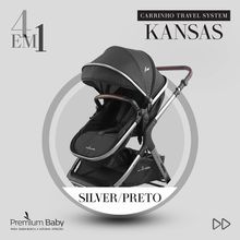 Carrinho Kansas Silver Preto + Bebê Conforto - Premium Baby