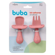 Kit Talheres em Silicone Rosa  15817 - Buba